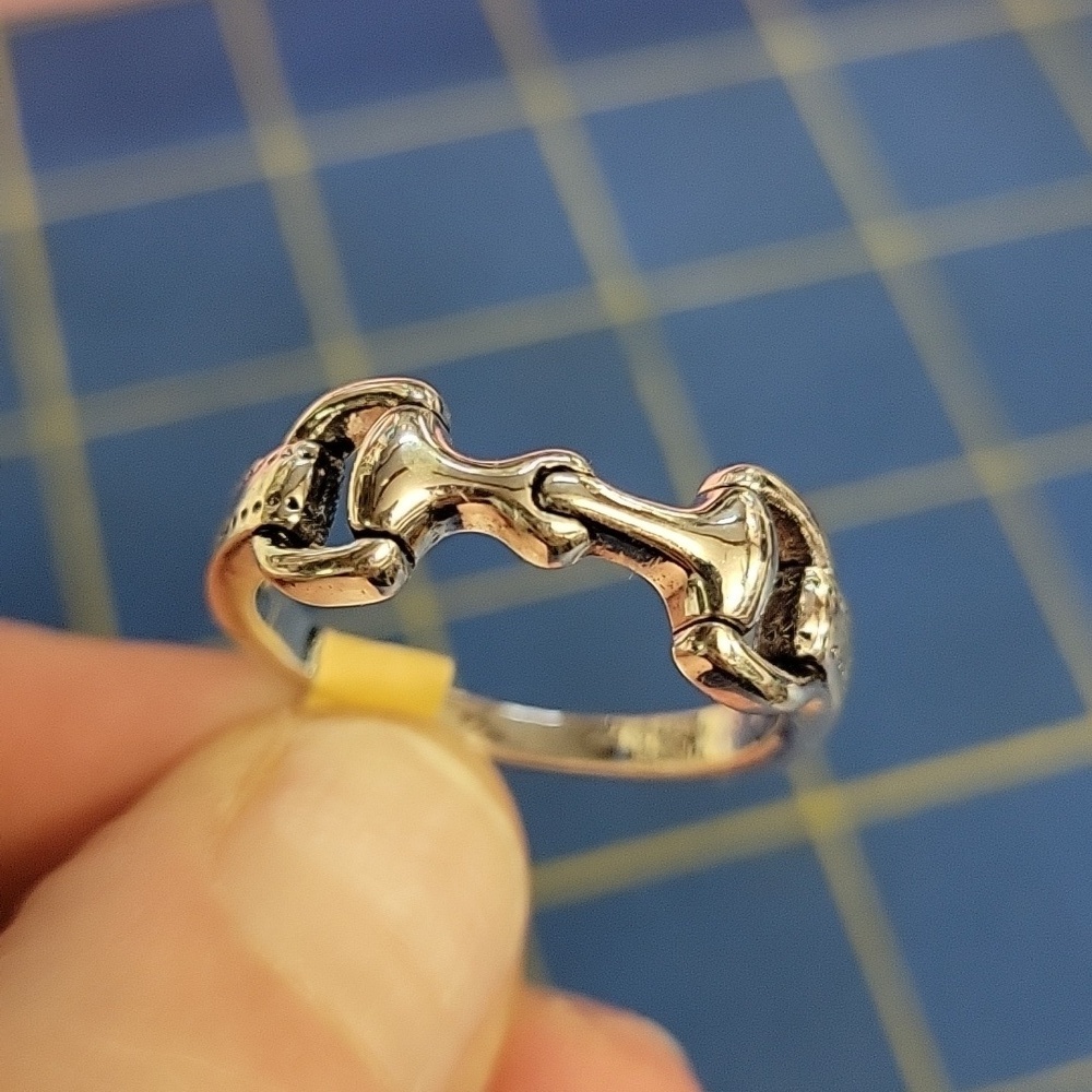 Saddle Horse Bit Silver Tone Ring
